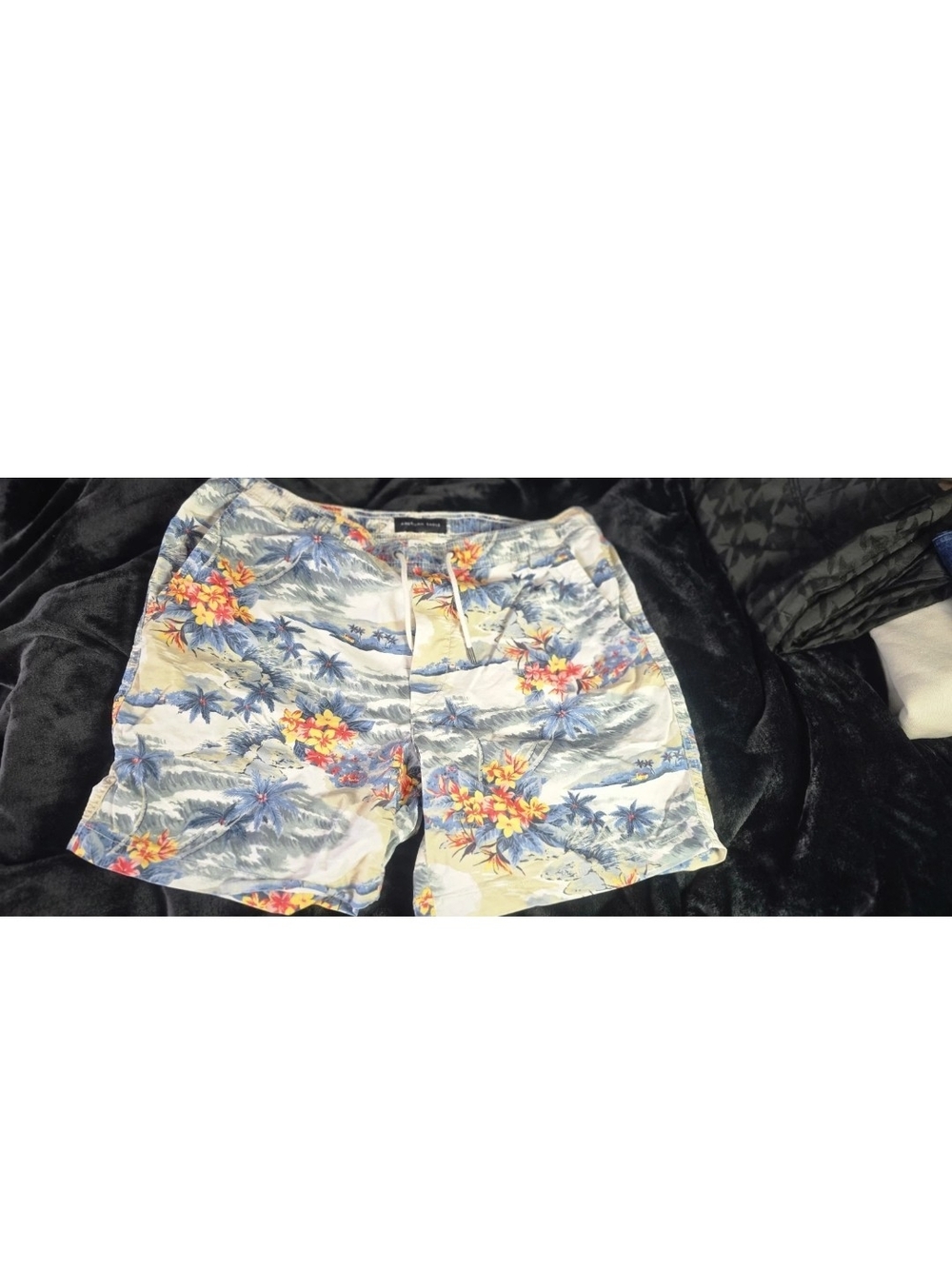 American Eagle Multicolor Printed Swim Shorts - Blue, Yellow, Orange